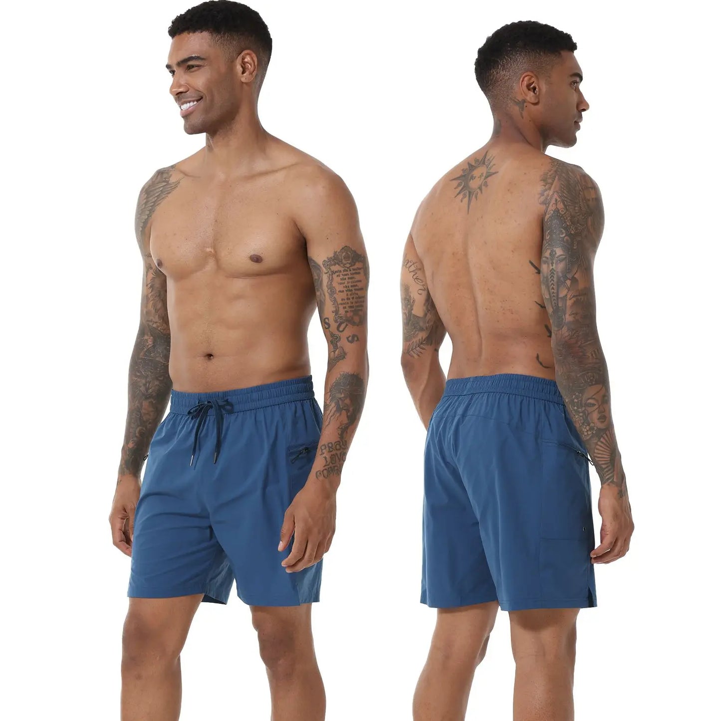Herren-Badeshorts mit elastischem Bund, Reißverschlusstaschen und Mesh-Futter – schnelltrocknend für den Strand