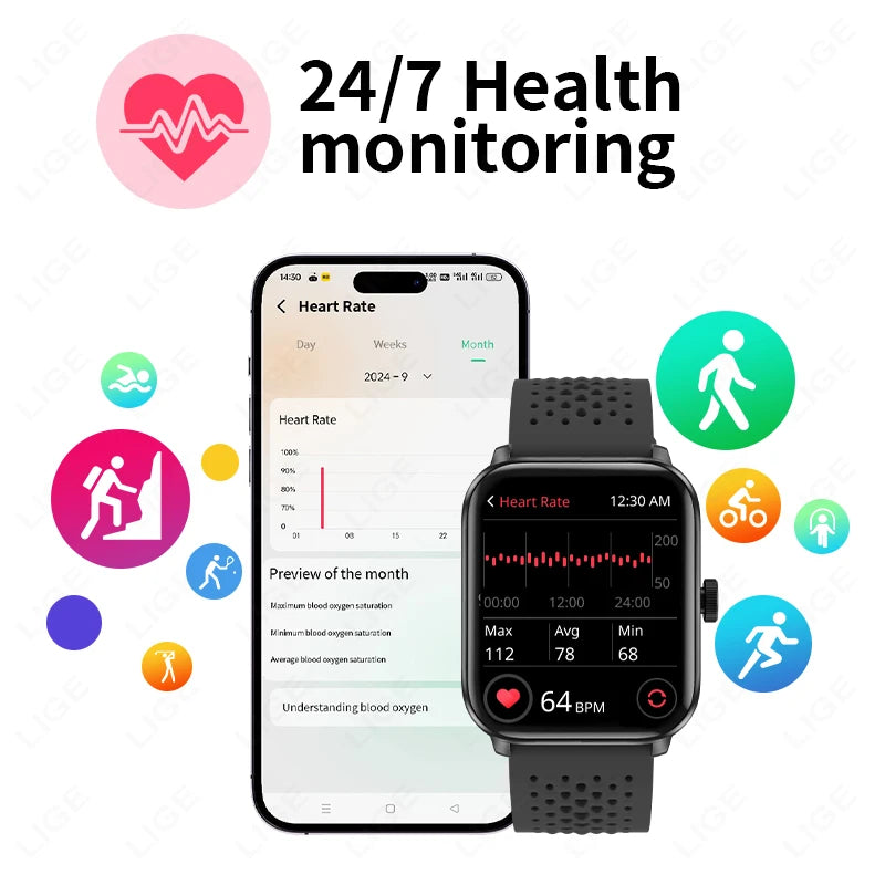 LIGE Neue Outdoor-Sport GPS Smart Uhr Männer 1,83 "HD Bildschirm Machen Erhalten Telefon Anrufe Gesundheit IP68 Wasserdicht Mann smartwatch 2025