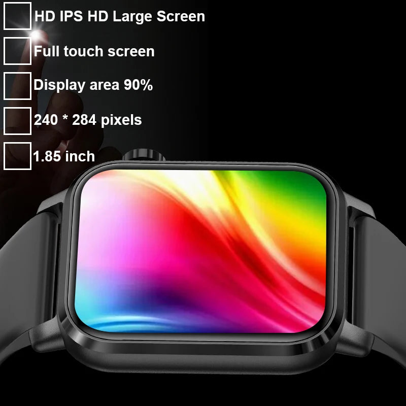 LIGE Neue Für Huawei Xiaomi Smart Uhr Männer Taschenlampe IP68 Wasserdichte Outdoor Sport Tracker 1,85 "HD Bluetooth Anruf Smartwatch