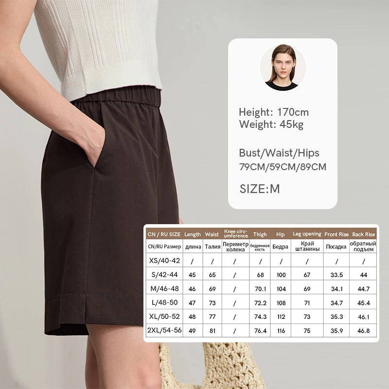 Damen Shorts im minimalistischen Stil mit elastischem Bund und weitem Bein