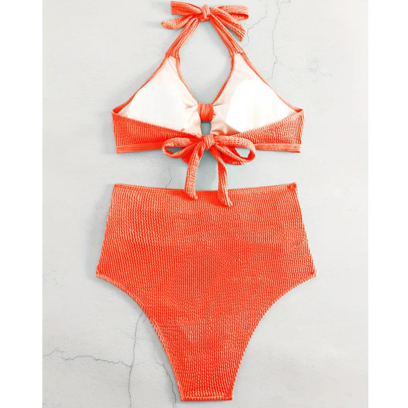 Schwarzer Sexy Tanga-Bikini für Damen in Unifarbe – Brasilianisches Badeanzug-Set für Strand und Pool