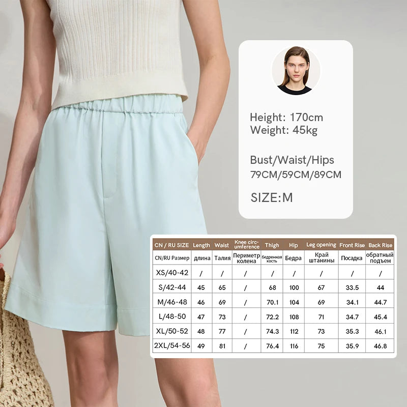 Damen Shorts im minimalistischen Stil mit elastischem Bund und weitem Bein