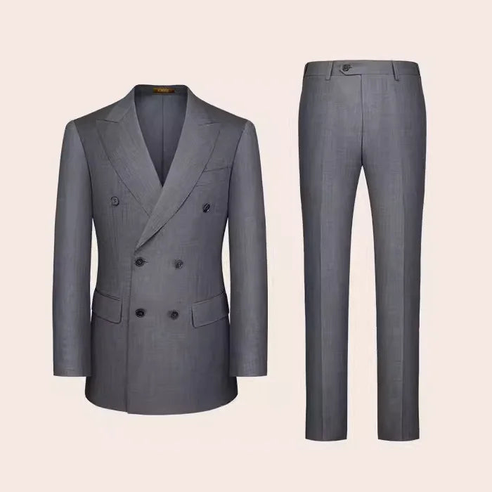 Schmal geschnittener Herrenanzug-Blazer mit grauen Streifen und 2-Knopf-Einreiher – ideal für Partys und Hochzeiten, Größe 48
