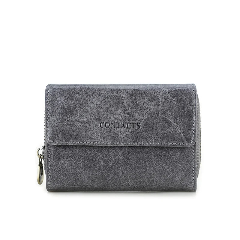 Damen Echtleder Geldbörse Vintage Mode Handtasche Münzfach Geldclip Business