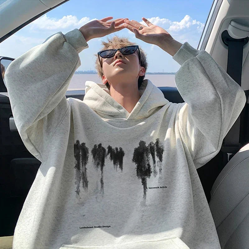 Herren Hoodie mit Hip Hop Grafik im Goth Design und Taschen
