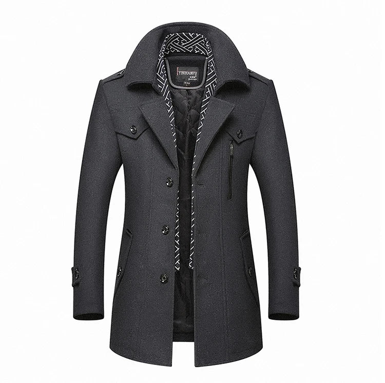 Langer Mantel aus Wollmix für Herren – Unifarben & warm