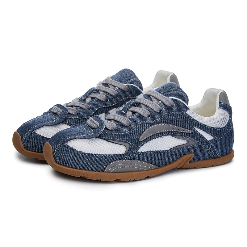 AIYUQI Damen Canvas Sneaker Denim Patchwork Flach