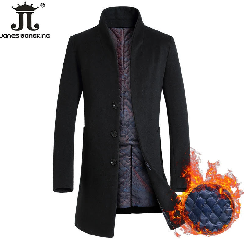 Herren Wollmantel in Unifarben – Winterliche Premiummode