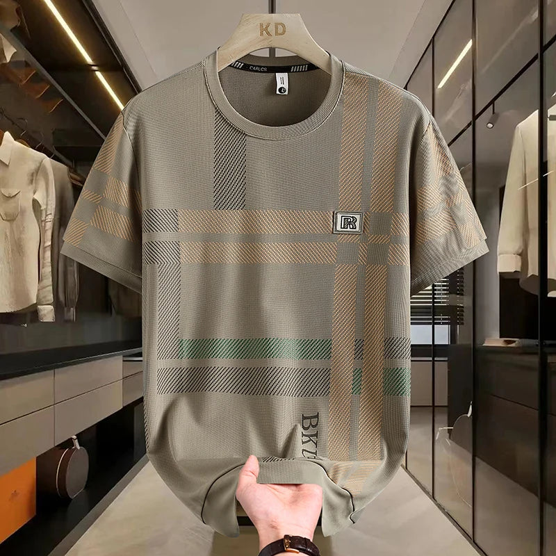 Herren T-Shirt aus Seide mit kurzen Ärmeln für lässige Sommermode