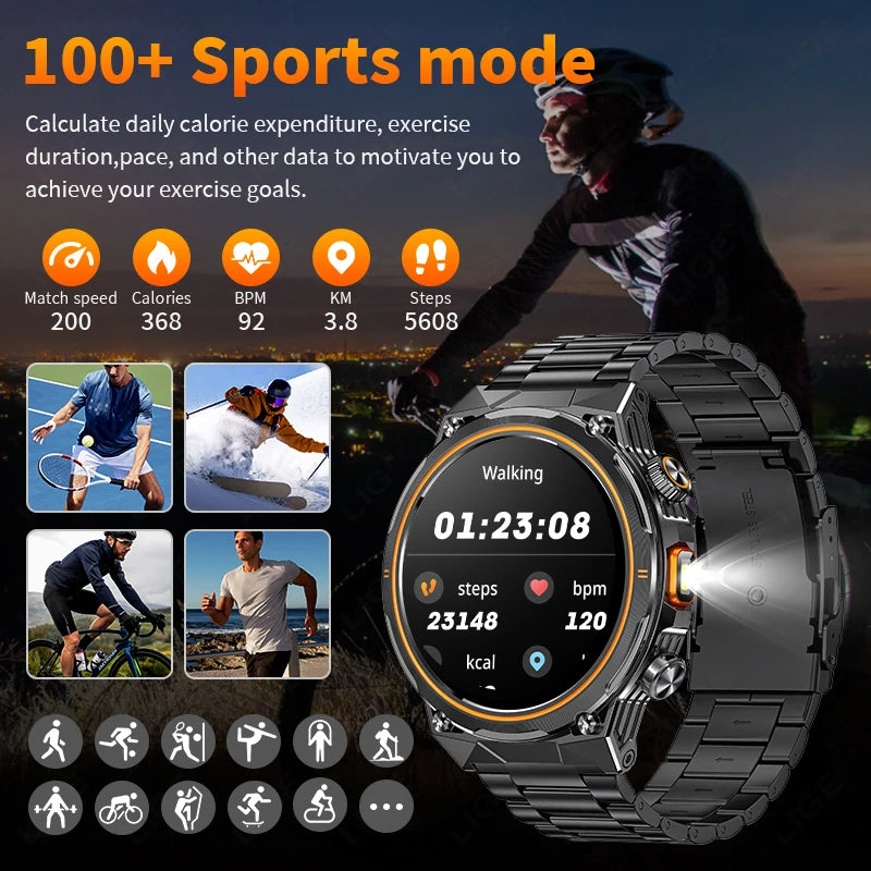 Herren Sport Smartwatch mit 1,46 Zoll HD Display und Drahtloser Anruf-Funktion