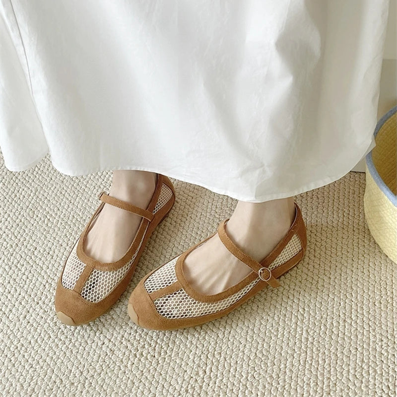AIYUQI Damensandalen 2025, neue Mesh-atmungsaktive, rutschfeste Mary Jane-Damenschuhe, große flache Fischerschuhe für Damen