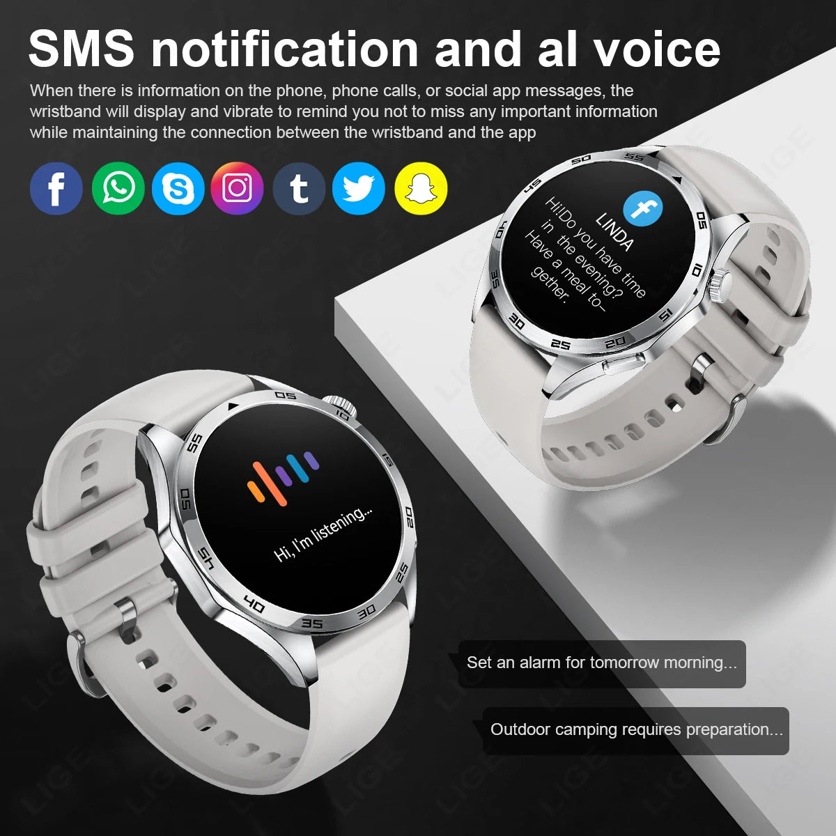 LIGE EKG AI Gesunde Diagnose Smart Uhr Männer Blut Sauerstoff Blutdruck Schlaf Überwachung Bluetooth Anruf Gesundheit Smartwatch Frauen