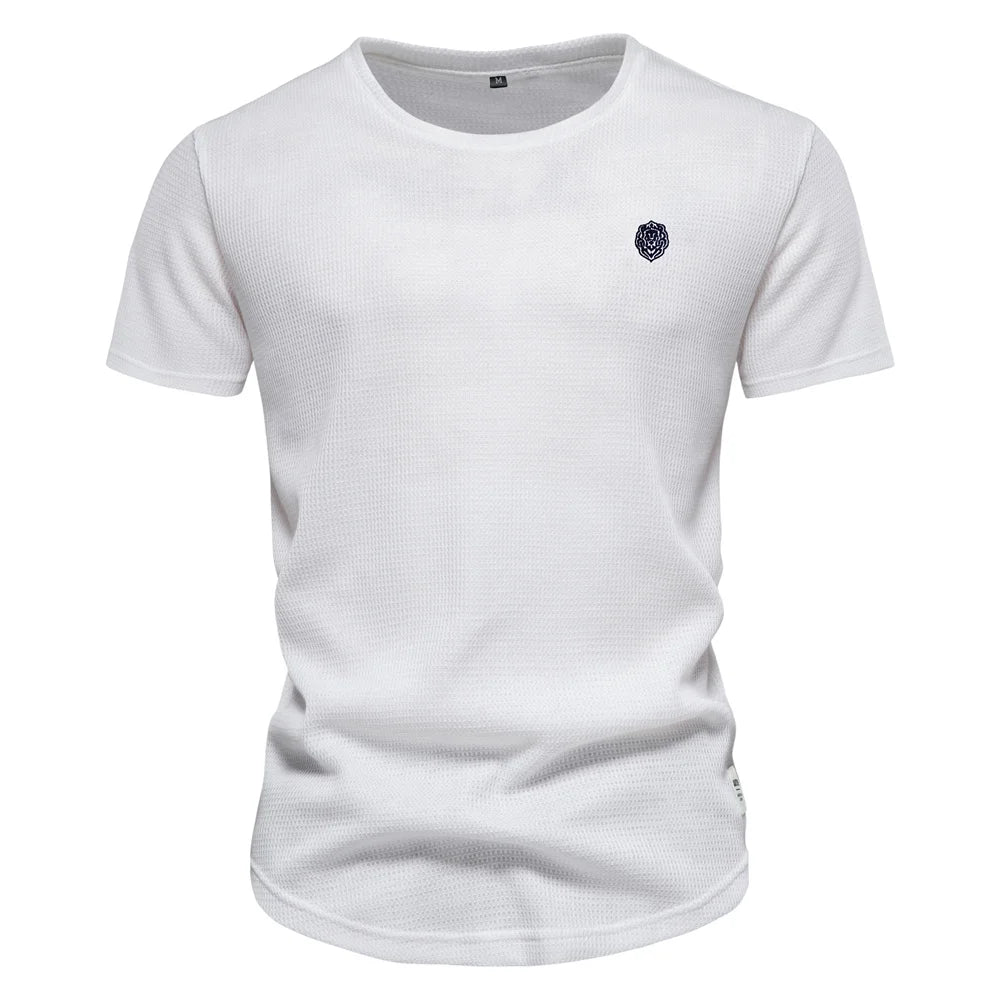 Herren T-Shirt aus Waffelstoff im einfarbigen Casual-Stil für den Sommer