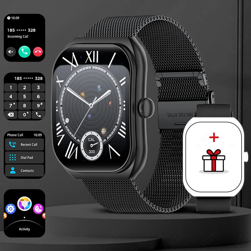 LIGE Neue 2,01'' 3D Gebogene Bildschirm Smart Uhr Bluetooth Anruf Blut Sauerstoff Herzfrequenz Sport Fitness Armband Wasserdichte Smartwatch