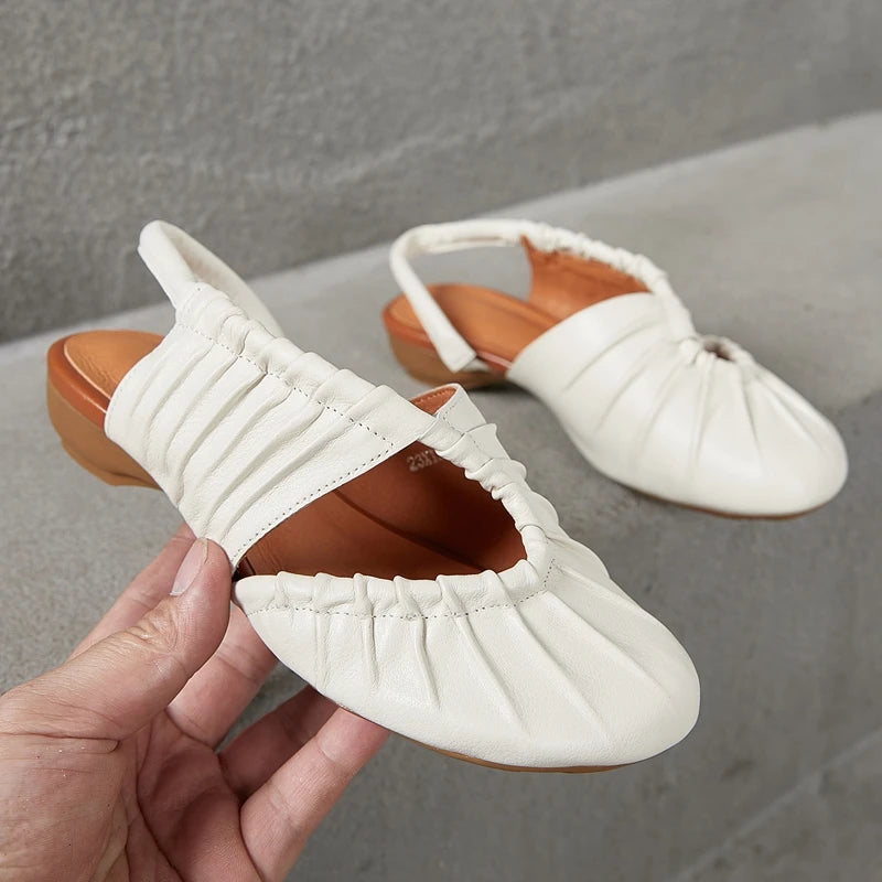 AIYUQI 2025, neue stil geschlossene zehen frauen sandalen Plissee nicht-slip Römischen sandalen für frauen Große größe sommer strand weibliche schuhe