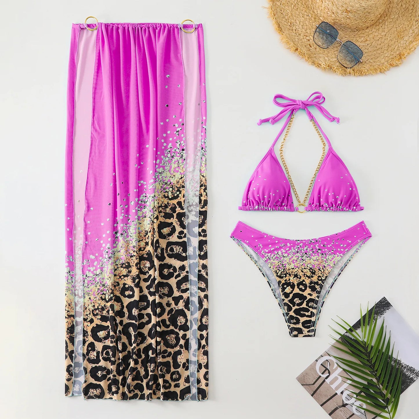 Sexy Bikini-Set in Pink – Solide Farbe ideal für Strand und Pool