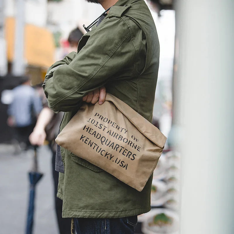 Herren Feldjacke Grüne Vintage-Armeejacke Lässige Windjacke Reverskragen Taschen Mantel