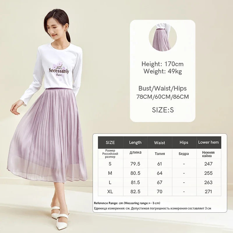 Damen Falten-Detail-Rock mit elastischer Taille im soliden Design für Komfort