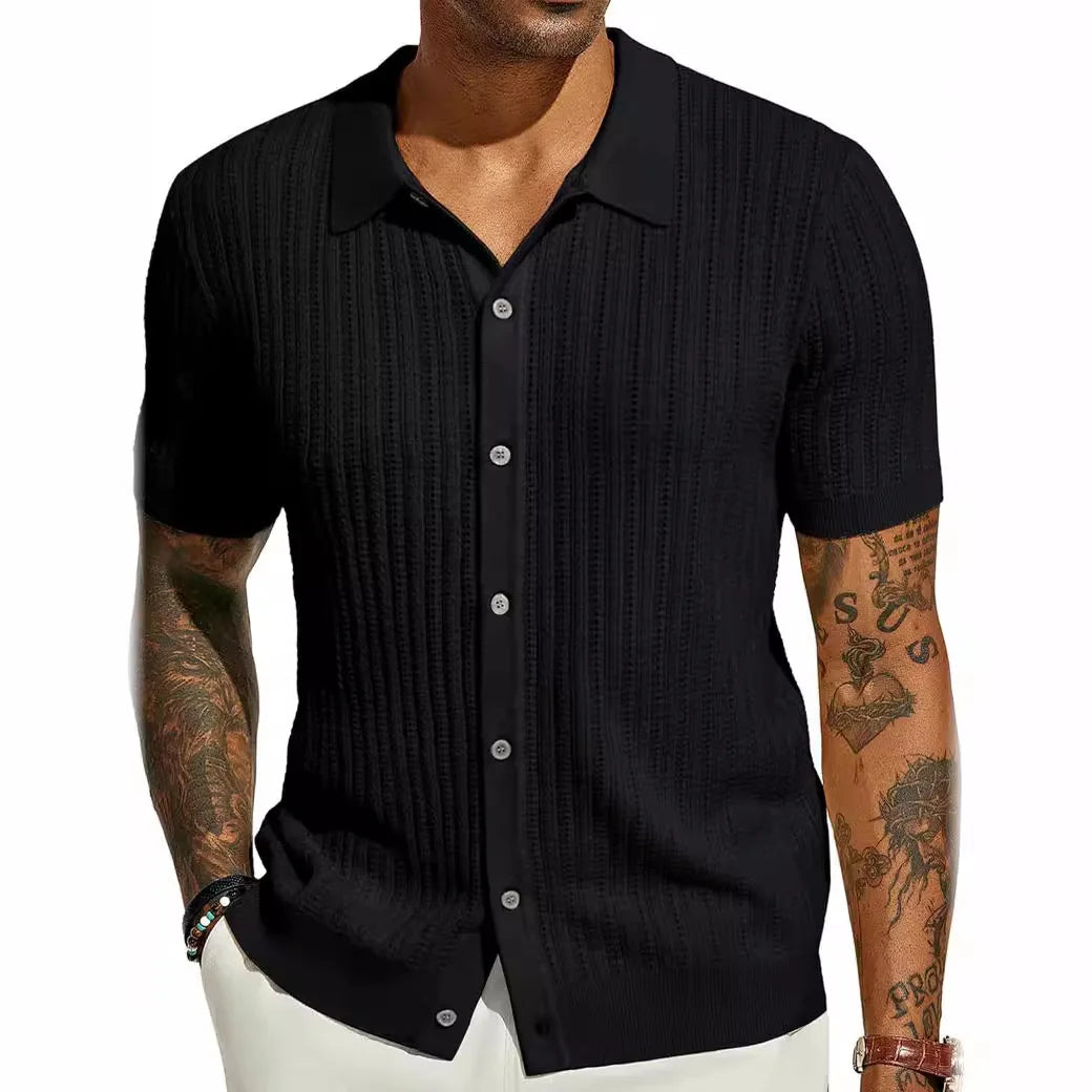 Herren Kurzarmshirt mit Dreiviertelärmeln im koreanischen Stil – elegantes, leichtes Sommer-Oberteil aus Eisseide