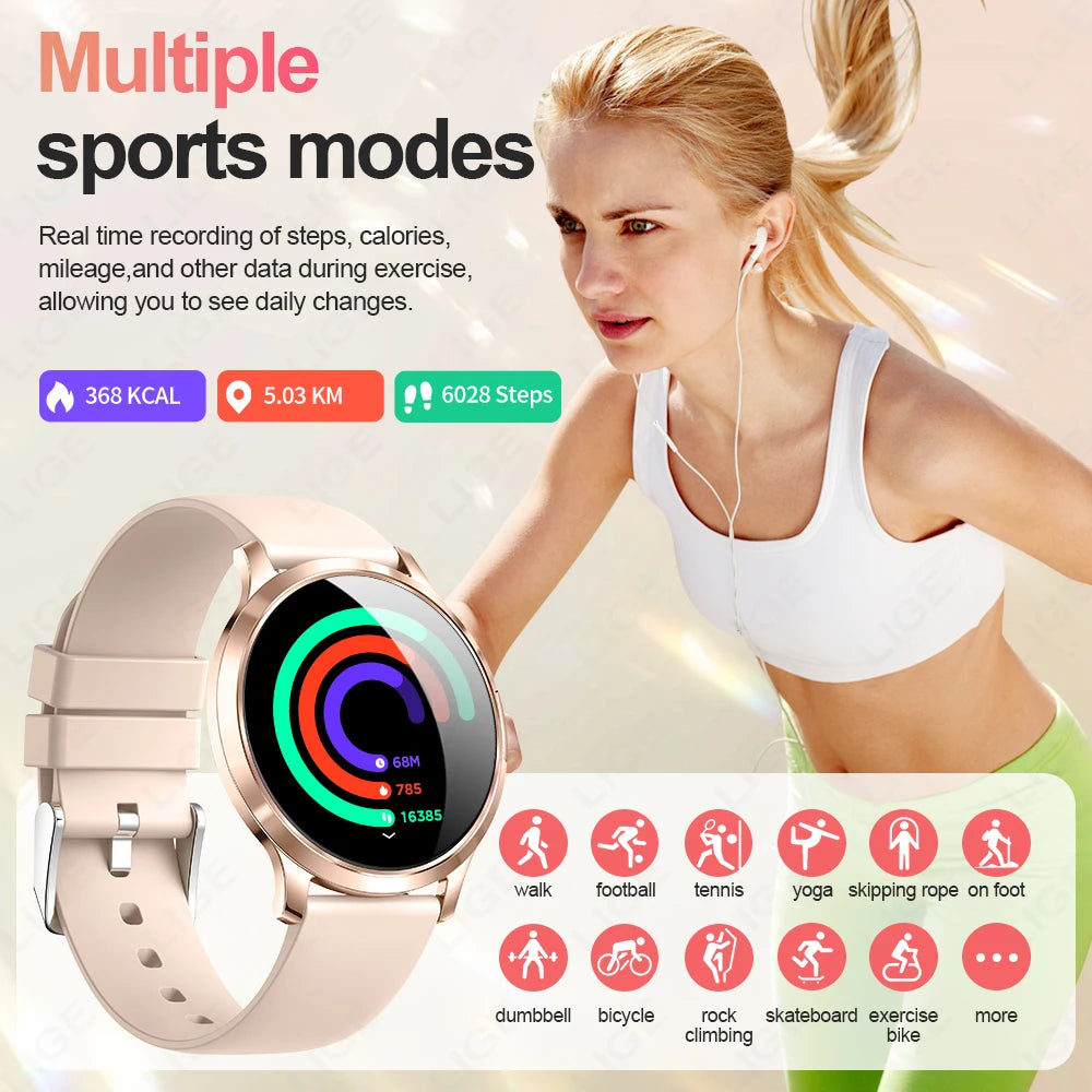 Damen Smartwatch mit 1,32 Zoll Touchscreen für Sport und Fitness