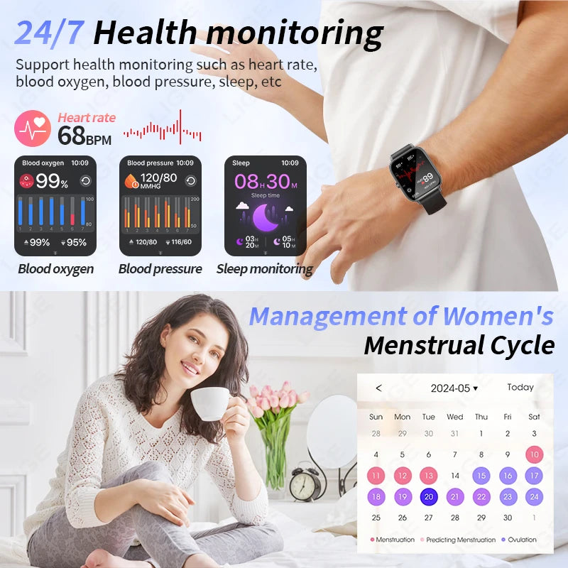 LIGE Neue Smartwatch 2025, kabellose Anrufe, Smartwatch, Bluetooth, für Männer und Frauen, Smartwatches, Sport-Fitness-Armband, individuelles Zifferblatt
