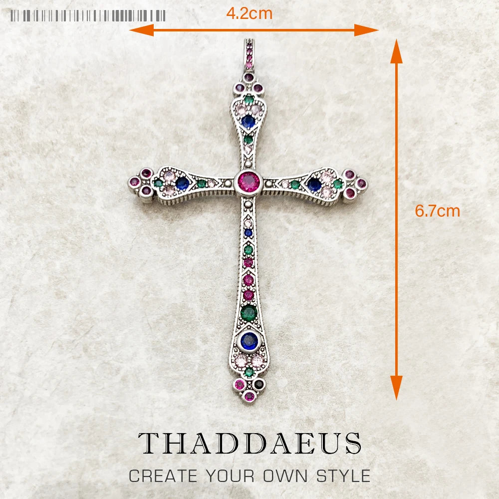 Damen-Charm-Anhänger Kreuz und Krone majestätisch II aus Sterlingsilber
