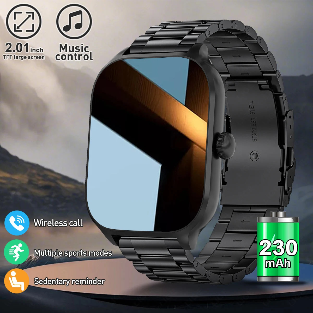 LIGE Smart Watch 2,01" HD-Bildschirm Bluetooth Sprachanruf Multi-Sportmodi Herzfrequenz-Schlafüberwachung Smartwatch für Männer Frauen