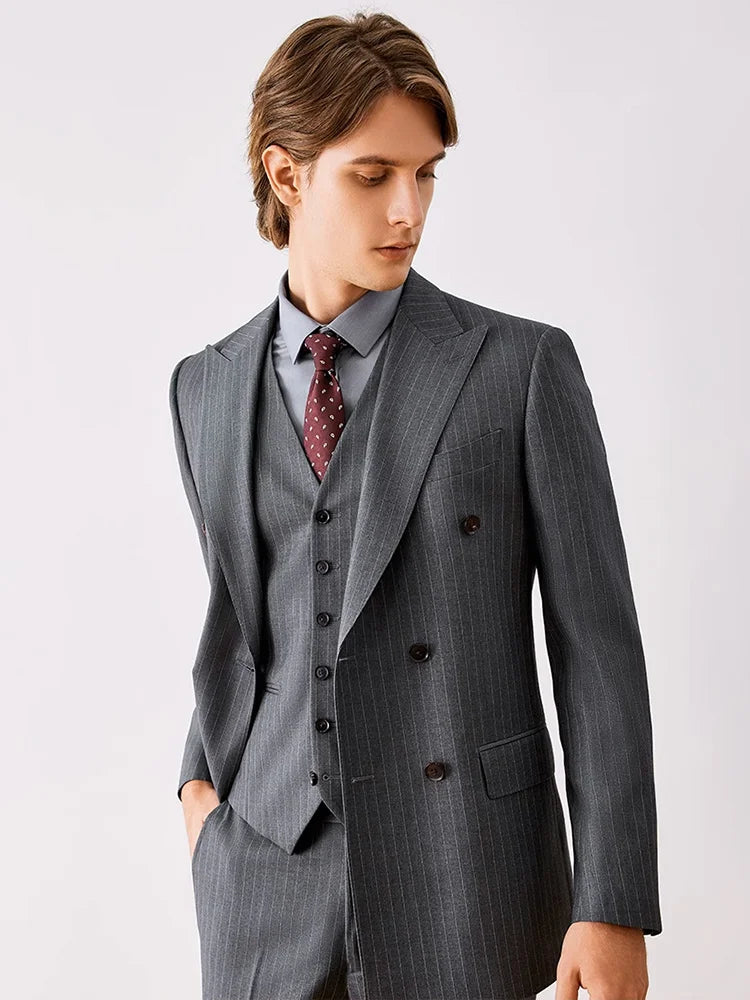 Eleganter Herrenanzug aus 70% Wolle – Slim Fit, einreihig, ideal für Hochzeiten, Büro und festliche Anlässe.