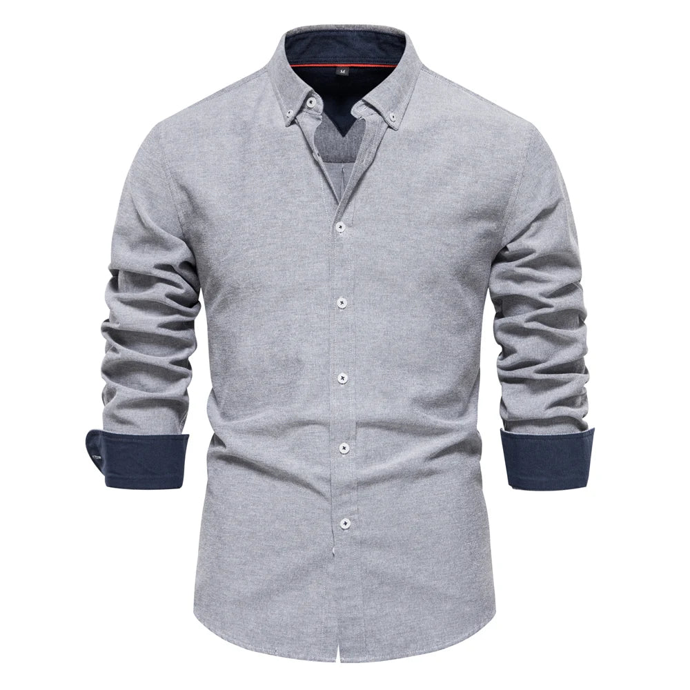 Herren Oxford Hemd aus Baumwolle mit langen Ärmeln für Casual-Look