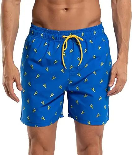 Herren-Badeshorts mit Farbverlauf, schnelltrocknend, mit Reißverschlusstaschen und Mesh-Futter – modische Schwimmshorts für den Strand