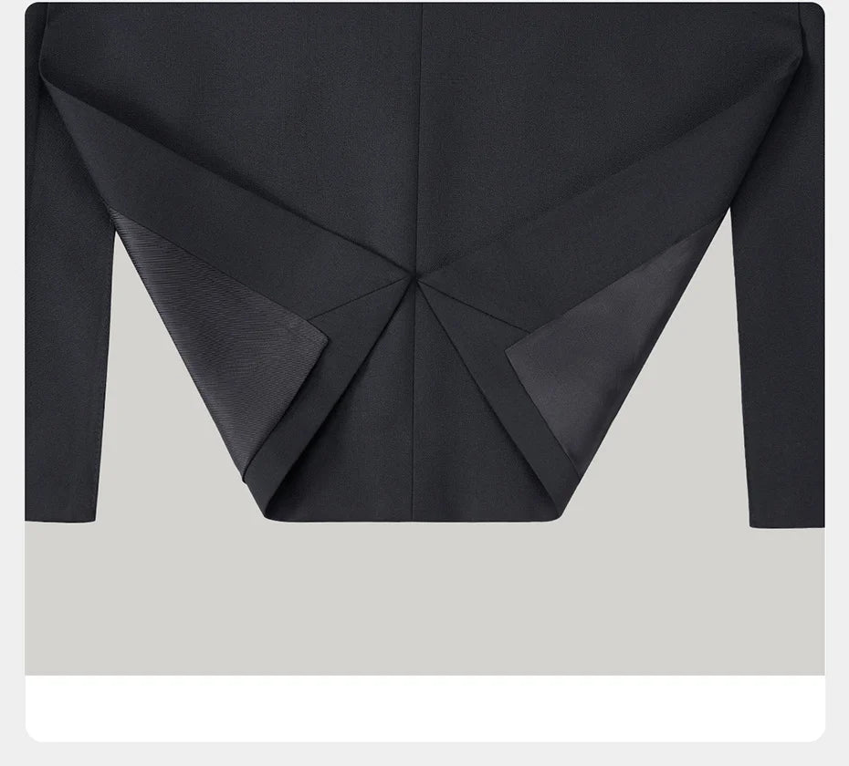 Eleganter Herrenanzug aus 30% Wolle: Schwarzer Slim Fit Ein-Knopf-Blazer für Hochzeiten und Feiern