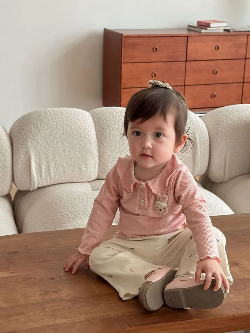 Mädchen Hemd mit süßem 3D Bunny und Kragen für Kinder von 9M bis 5T