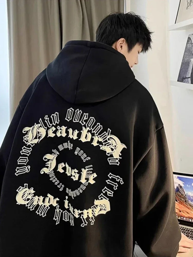Herren Y2K Hoodie im Hip Hop Stil mit Kapuze und Taschen