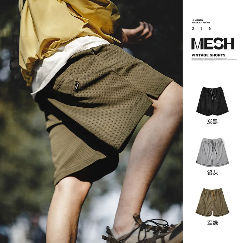 Herren Basketball Shorts aus Mesh für Sommer mit elastischem Bund und Taschen
