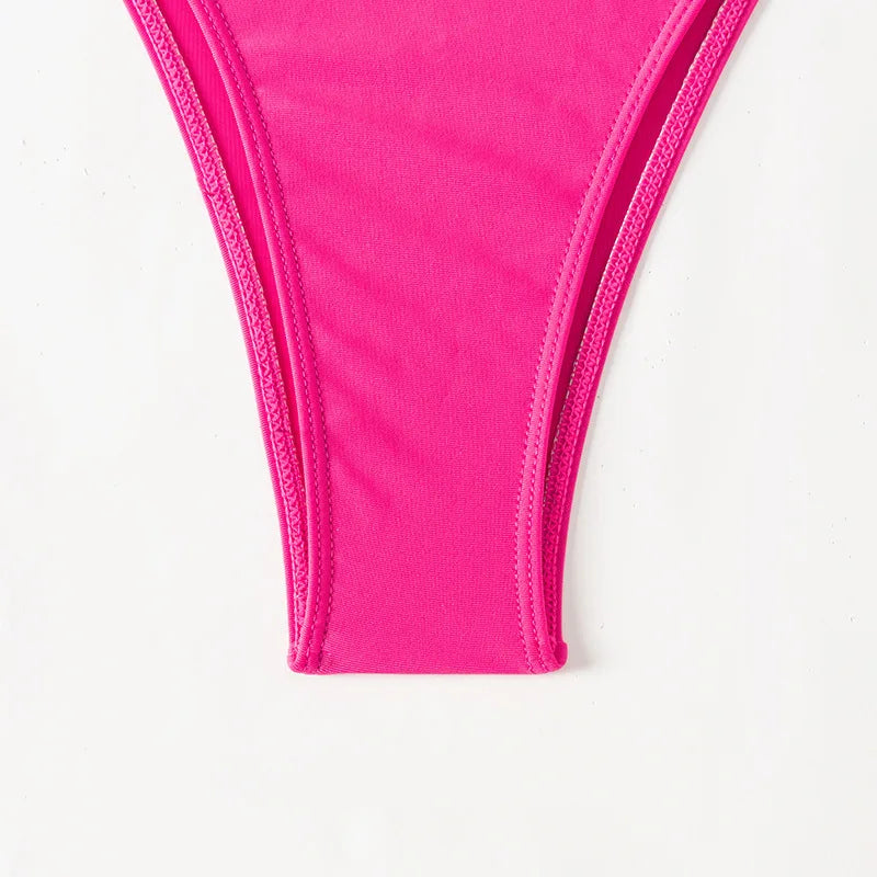 Dreiteiliger Damen-Bikini mit sexy Print und hoch tailliertem Design – ideal für Strand und Pool