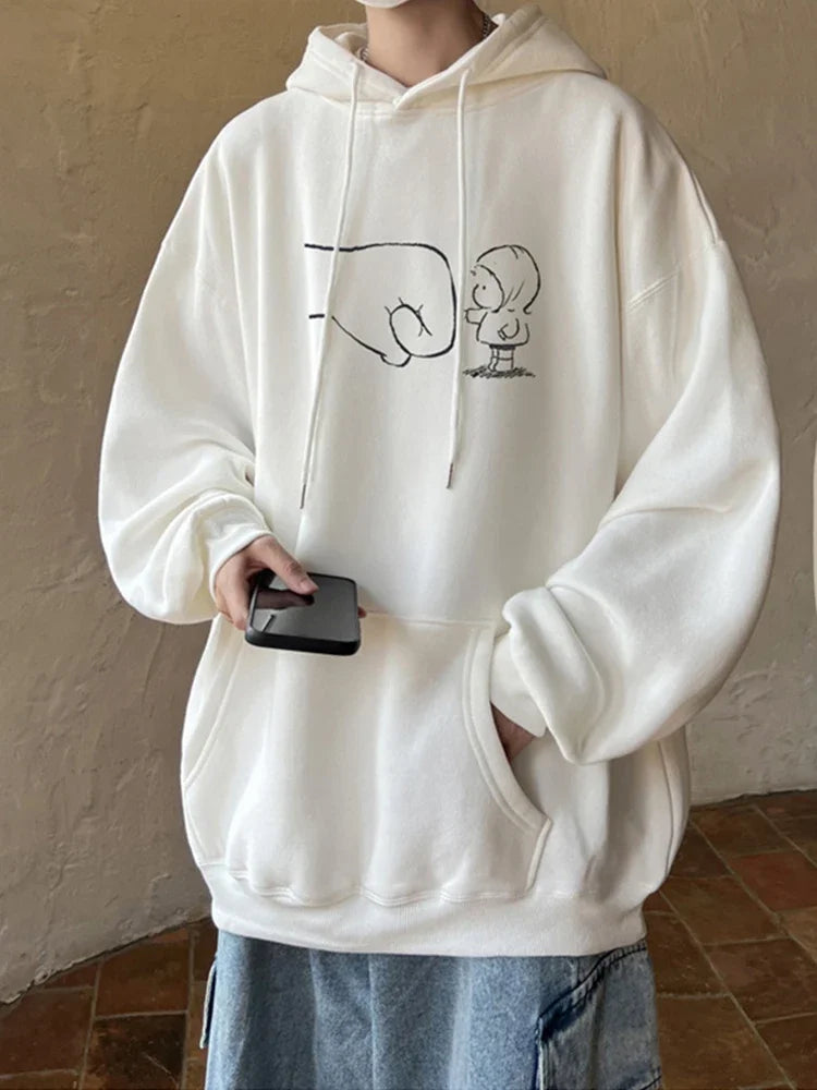 Herbst Cartoon Kawaii bedruckte Hoodies für Männer neue y2k Streetwear übergroße Pullover Sweatshirts Hombre Fleece Hoody Kleidung