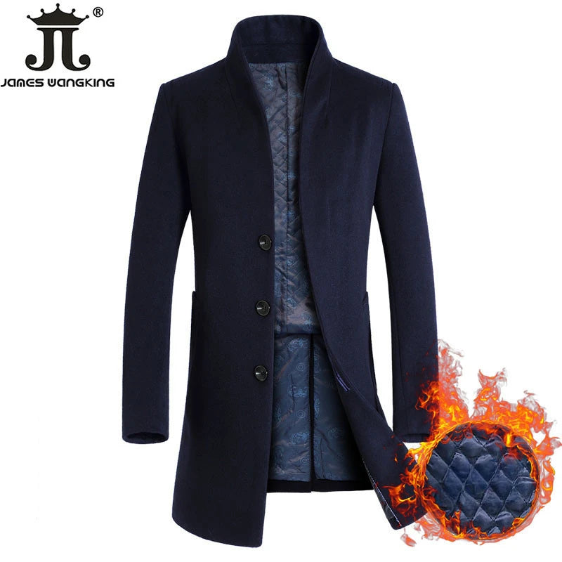 Herren Wollmantel in Unifarben – Winterliche Premiummode