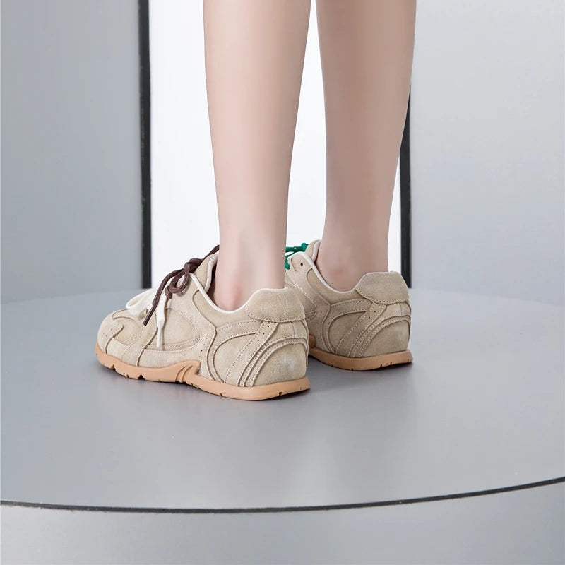 AIYUQI frauen Turnschuhe 2025, Neue Nicht-slip Deutsch Training Schuhe Für Frauen Flache Große-größe Echtes Leder Laufschuhe weibliche Schuhe