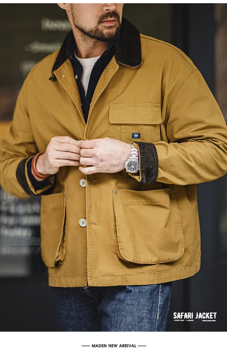 Herren Kurze Jacken Retro Jagd Revers Plus Size Outwear Frühling Herbst