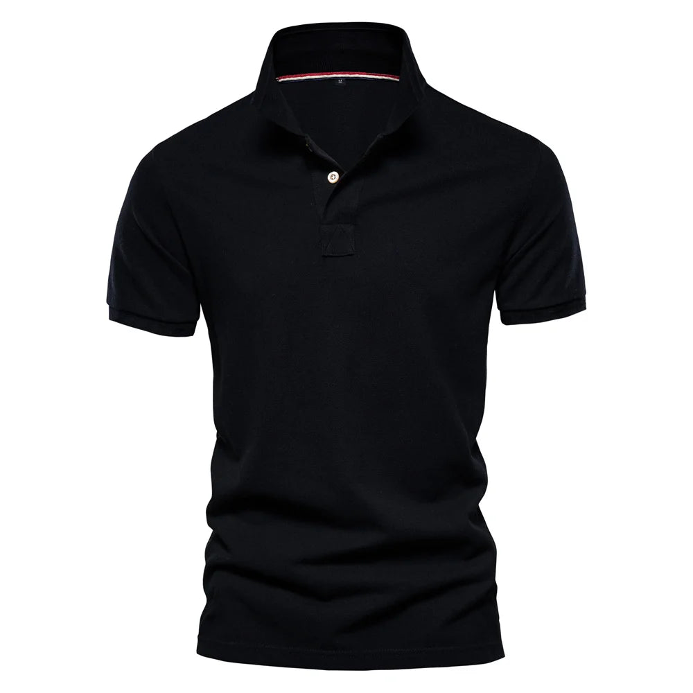 Herren Poloshirt aus Baumwolle in einfarbig mit klassischem Design für Freizeit und Business