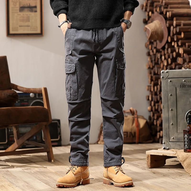Herren Cargo Hosen im Militärstil mit mehrfarbiger Tarnung und Taschen