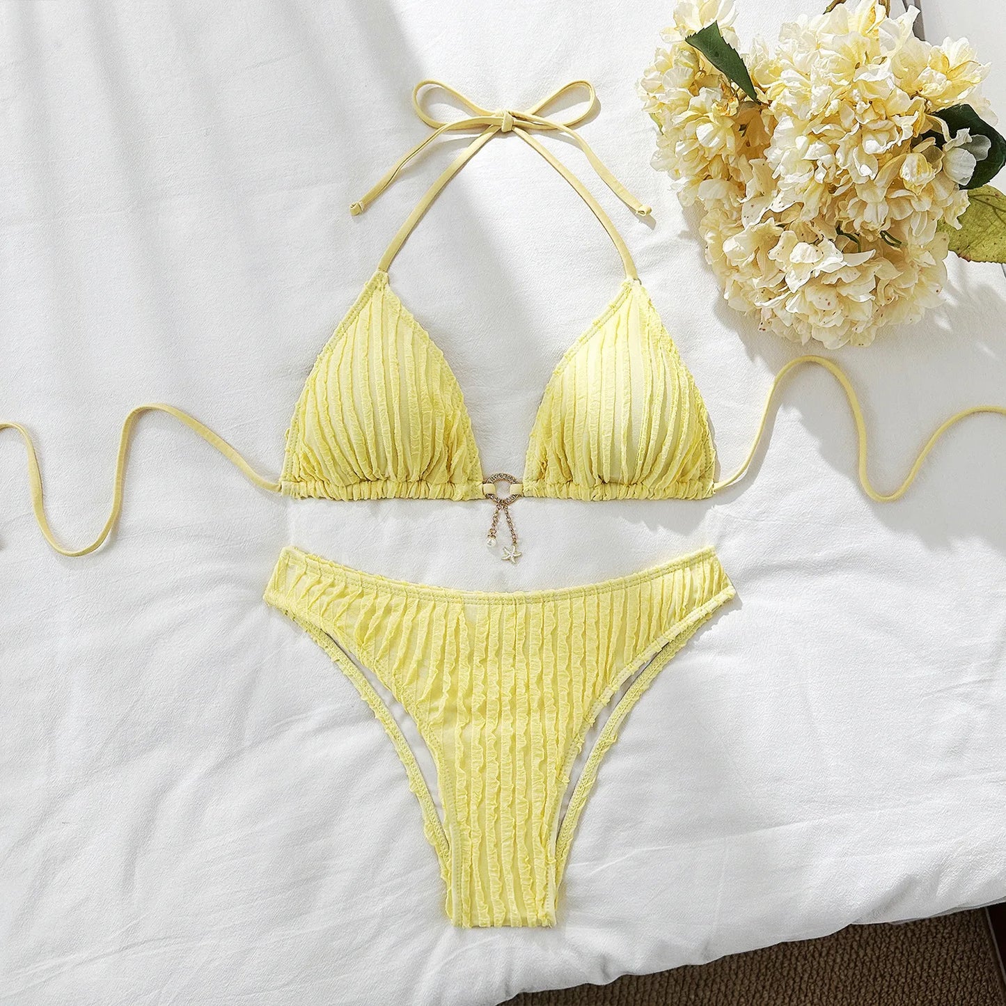 Sexy Bikini-Set mit Strasssteinen – Push-up Badeanzug für Damen