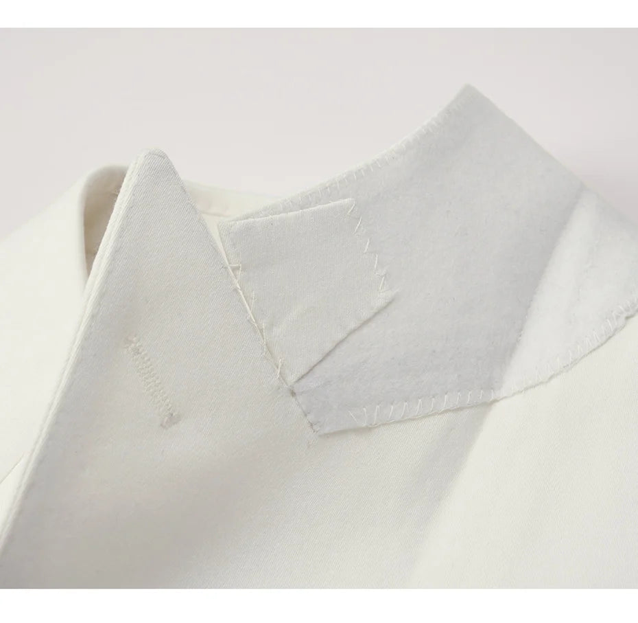 Hochwertiger Herrenanzug aus Wolle-Kaschmir, Weiß, Slim Fit, Doppelreiher für Hochzeit und Business.