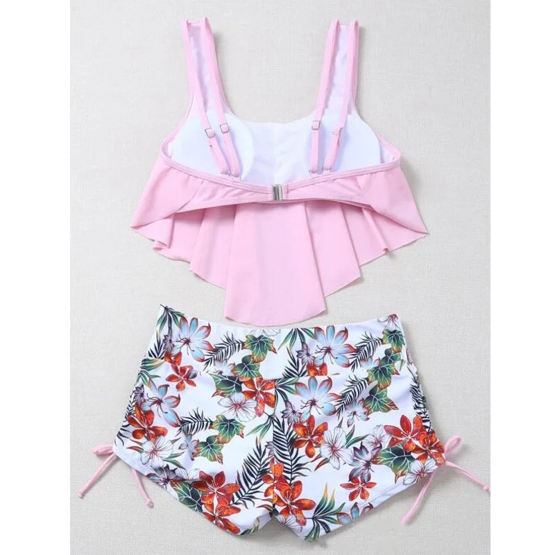 Summer Ruffles Swimsuits Tankini Sets Female Swimwear Sports Beach Wear Two-Piece Bathing Suits Pool Women Swimming Suit 2025