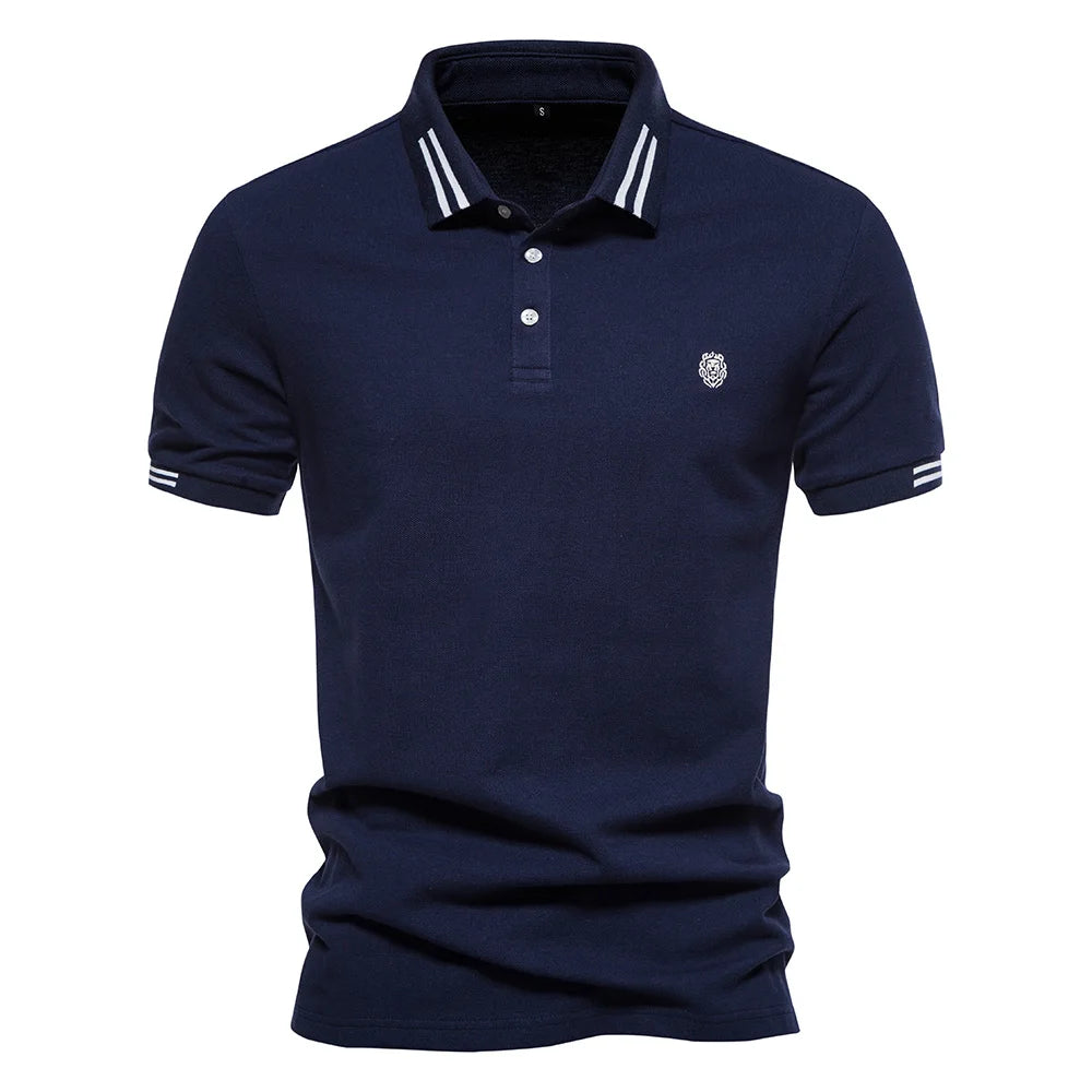 Herren Poloshirt aus Baumwolle in einfarbig mit klassischem Design für Freizeit und Business