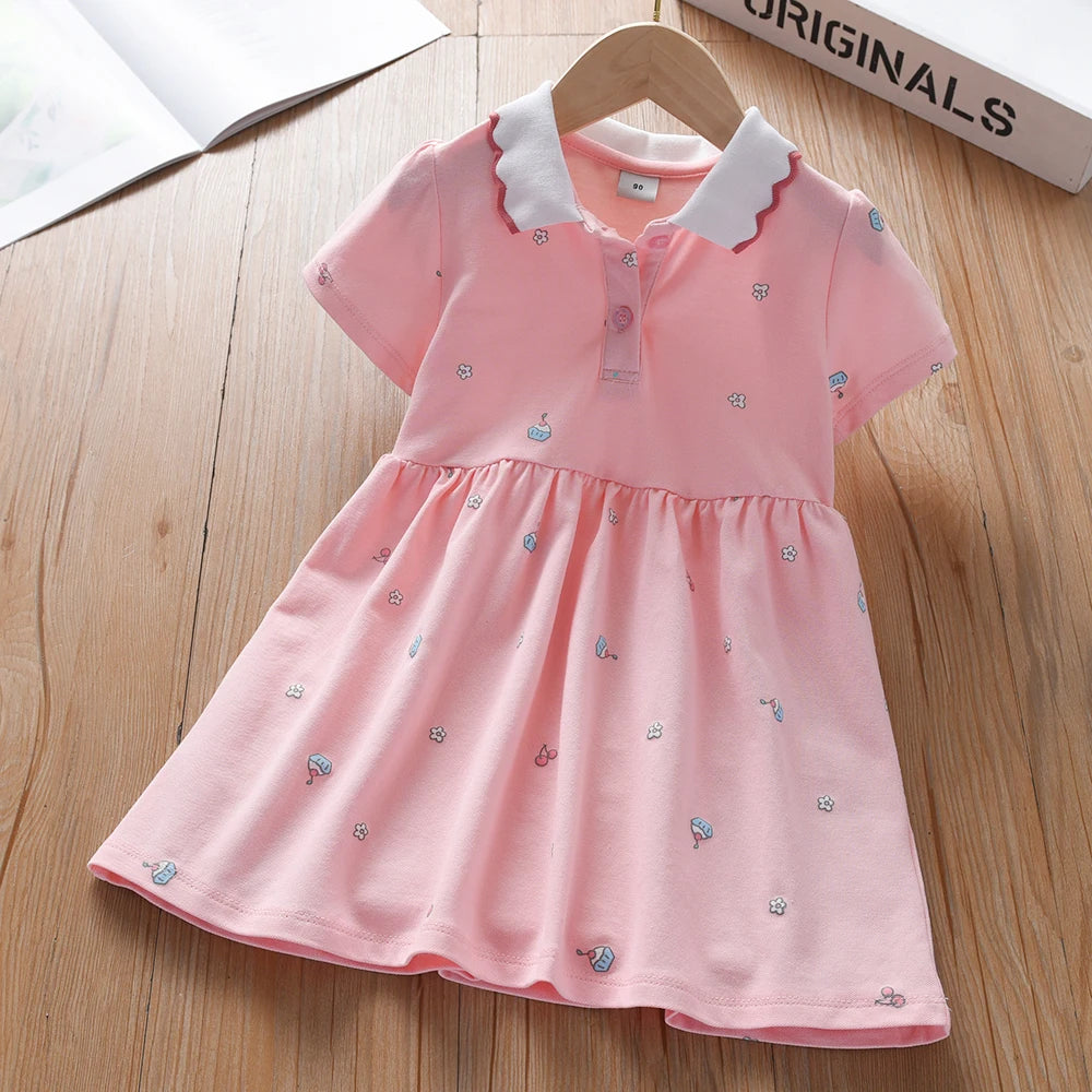 Baby Mädchen Kleid Sommer Kurzarm Baumwolle Kleidung für Kinder im Alter von 2-6 Jahren Süßes lässiges Outfit