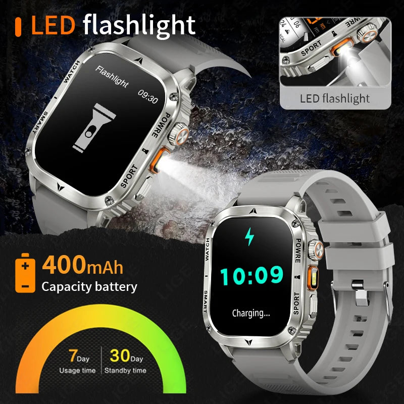 Herren Smartwatch mit IP68 wasserdichtem Design und Gesundheitsmonitor-Funktionen