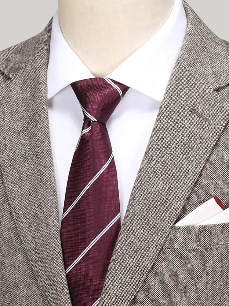 Herren Anzugset aus 55% Wolle: Slim Fit, warm, hellbraun, ideal für Hochzeit & Business.