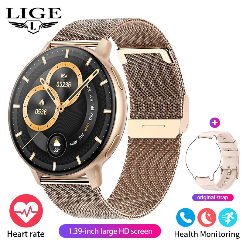 LIGE Neue Smartwatch mit Sprachanruf, 1,39 Zoll HD-Display, Smartwatch, Herzfrequenz-Gesundheitsüberwachung, Sport-Smartwatch für Männer und Frauen 2024