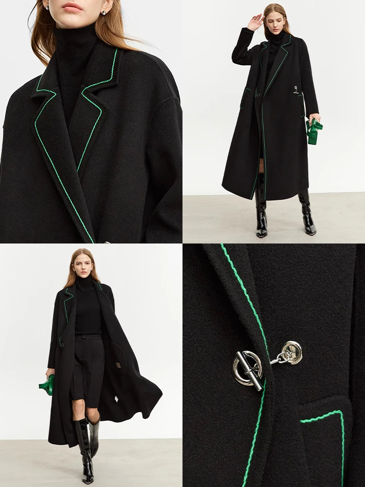 Damen Wollmantel im minimalistischen Stil mit lockerer Passform und Knopf